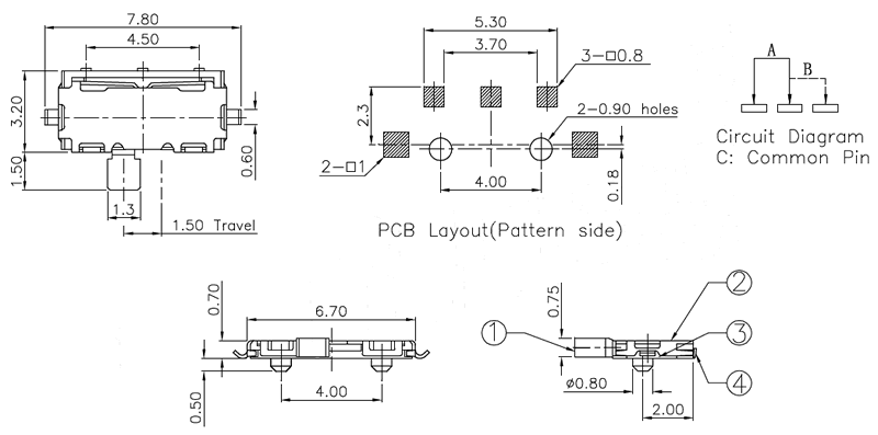 K3-1203S兩檔貼片撥動(dòng)開(kāi)關(guān)