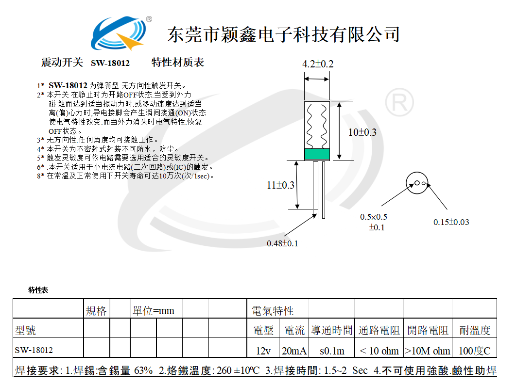 sw-18012规格书
